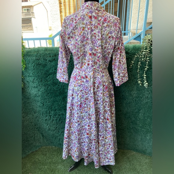 NWOT J. Peterman Size 10 Purple Floral 1947 Long Sleeve Shirt Dress - Picture 6 of 12